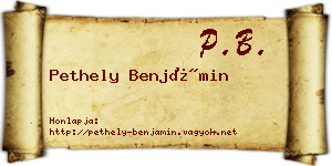 Pethely Benjámin névjegykártya